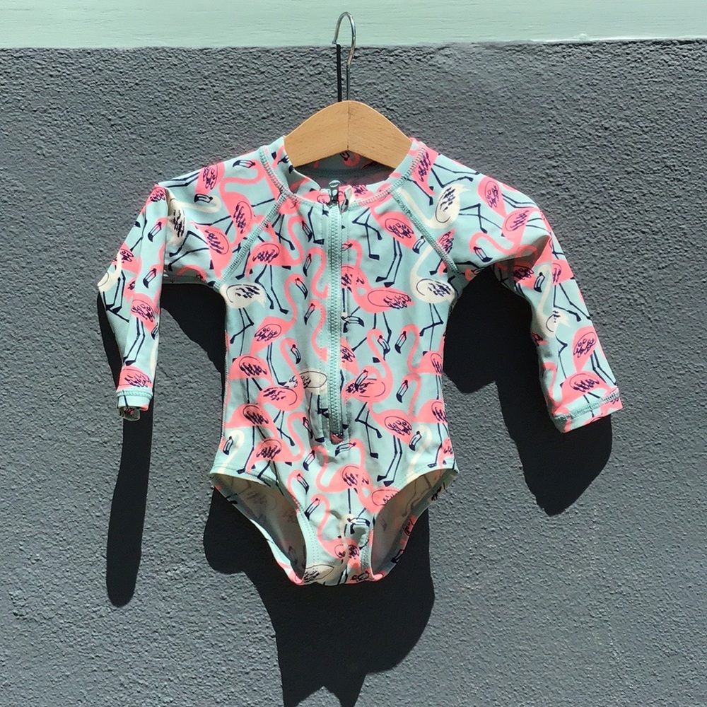 Tea Collection Flamingo Long Sleeve Bathing Suit